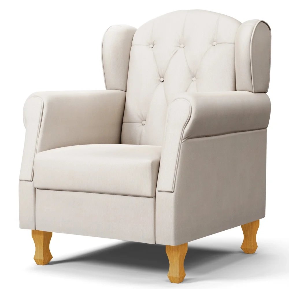 Kit 02 Poltronas de Amamentação Pés Madeira Lucy Z39 Suede Bege - Mpozenato