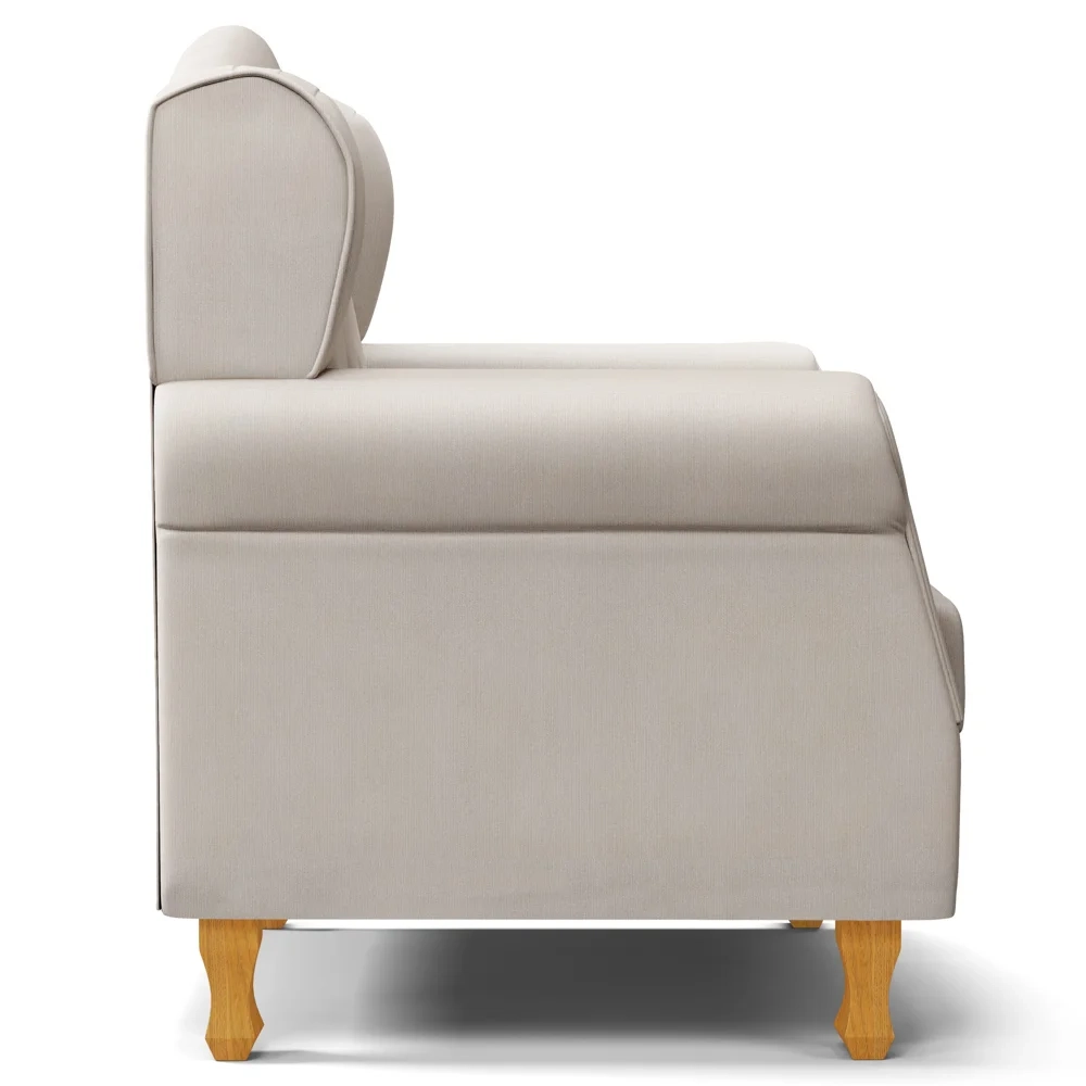 Kit 02 Poltronas de Amamentação Pés Madeira Lucy Z39 Suede Bege - Mpozenato