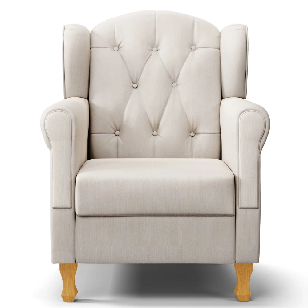 Kit 02 Poltronas de Amamentação Pés Madeira Lucy Z39 Suede Bege - Mpozenato