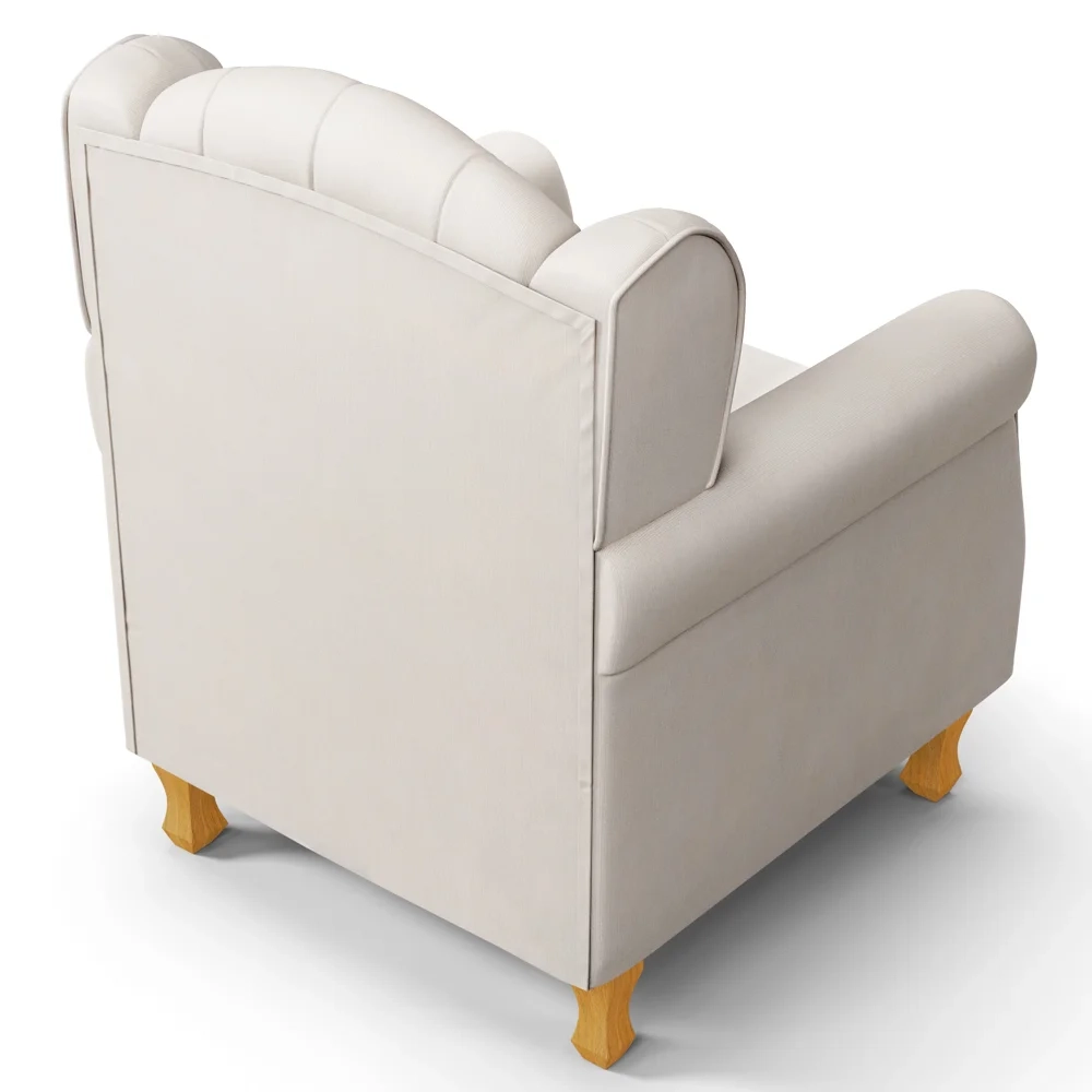 Kit 02 Poltronas de Amamentação Pés Madeira Lucy Z39 Suede Bege - Mpozenato