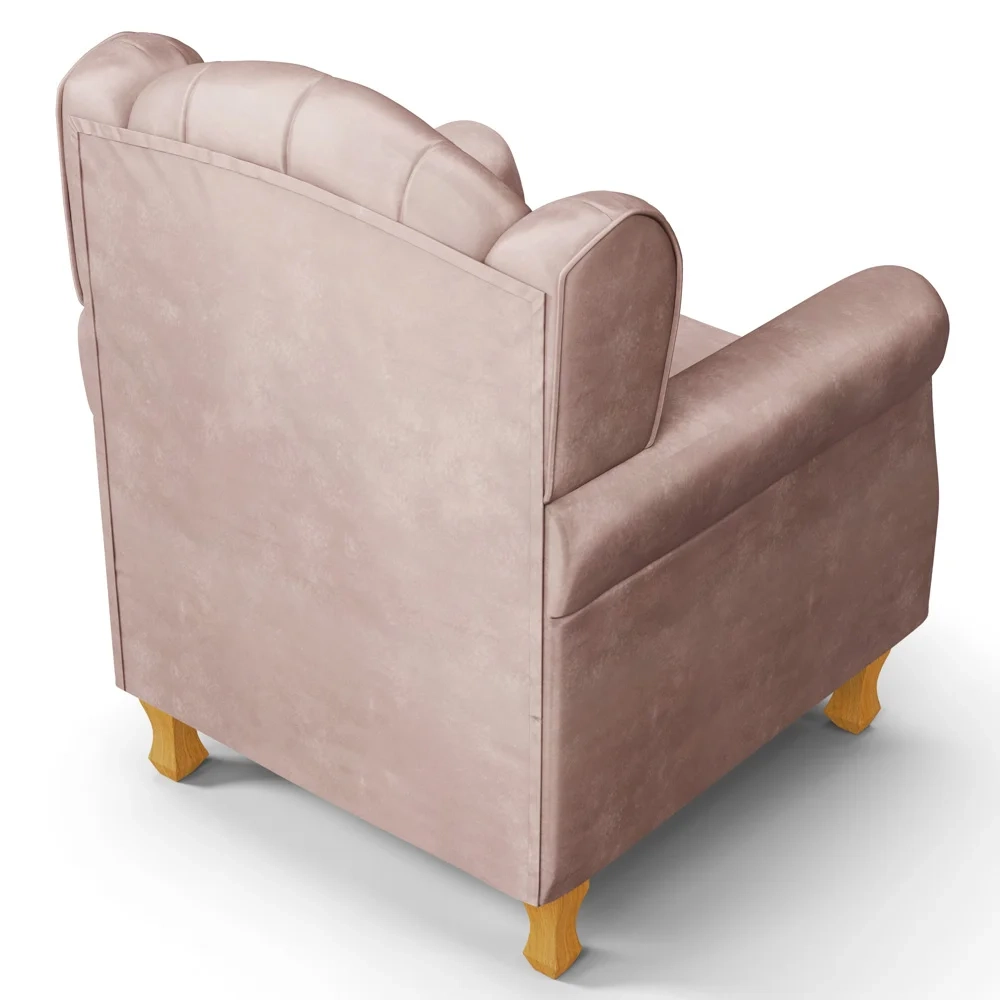 Kit 02 Poltronas de Amamentação Pés Madeira Lucy Z39 Veludo Rosê - Mpozenato