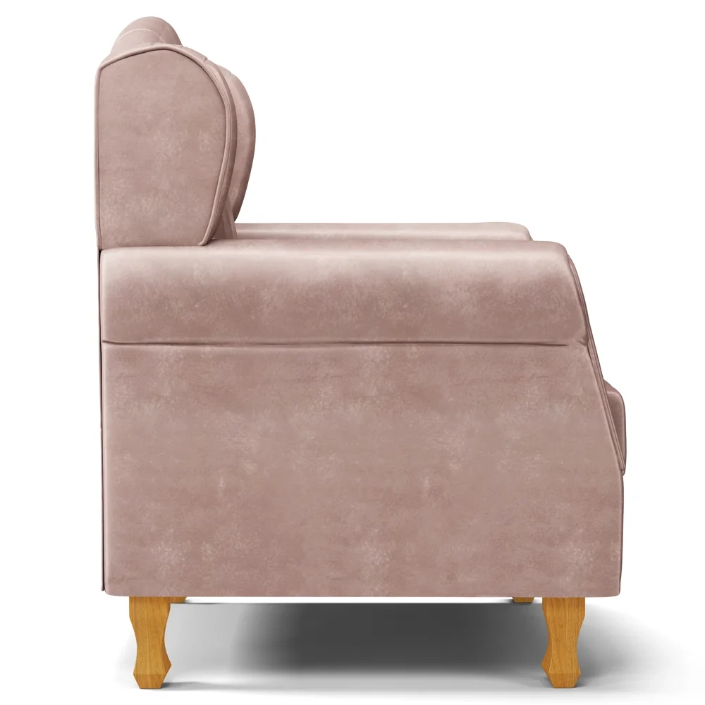 Kit 02 Poltronas de Amamentação Pés Madeira Lucy Z39 Veludo Rosê - Mpozenato