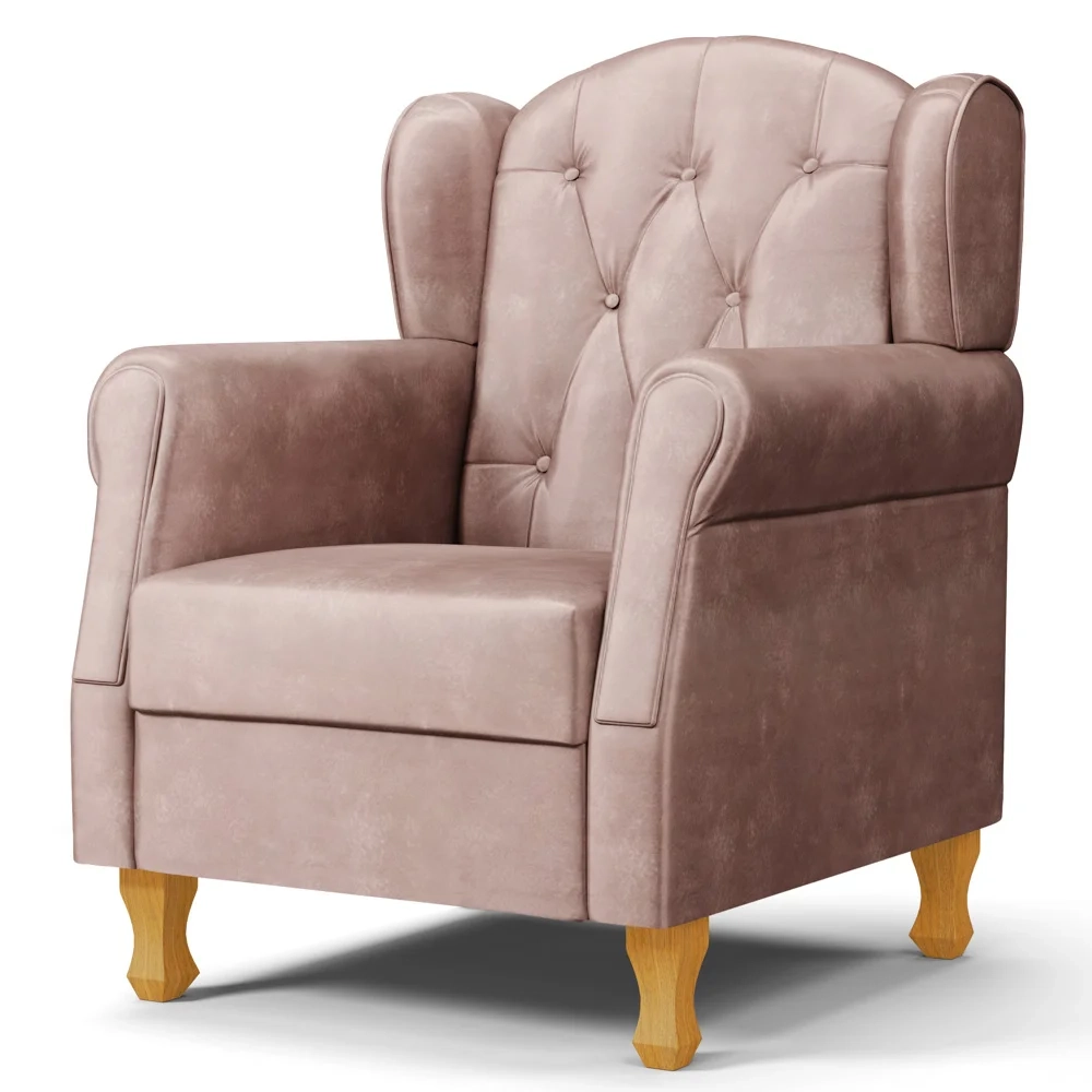 Kit 02 Poltronas de Amamentação Pés Madeira Lucy Z39 Veludo Rosê - Mpozenato