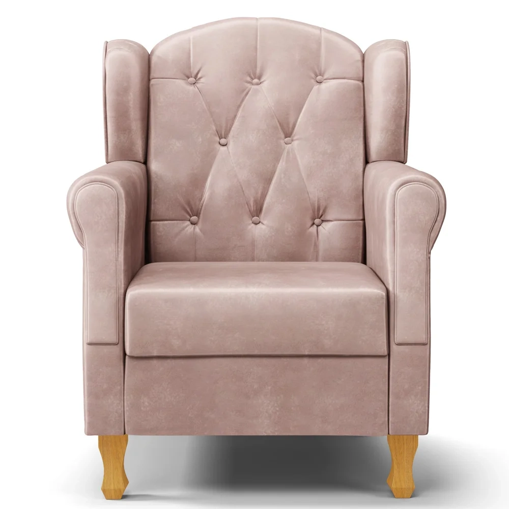Kit 02 Poltronas de Amamentação Pés Madeira Lucy Z39 Veludo Rosê - Mpozenato