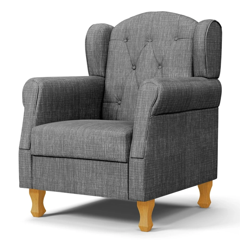 Poltrona de Amamentação Pés Madeira e Puff Lucy Z39 Linho Cinza Escuro - Mpozenato