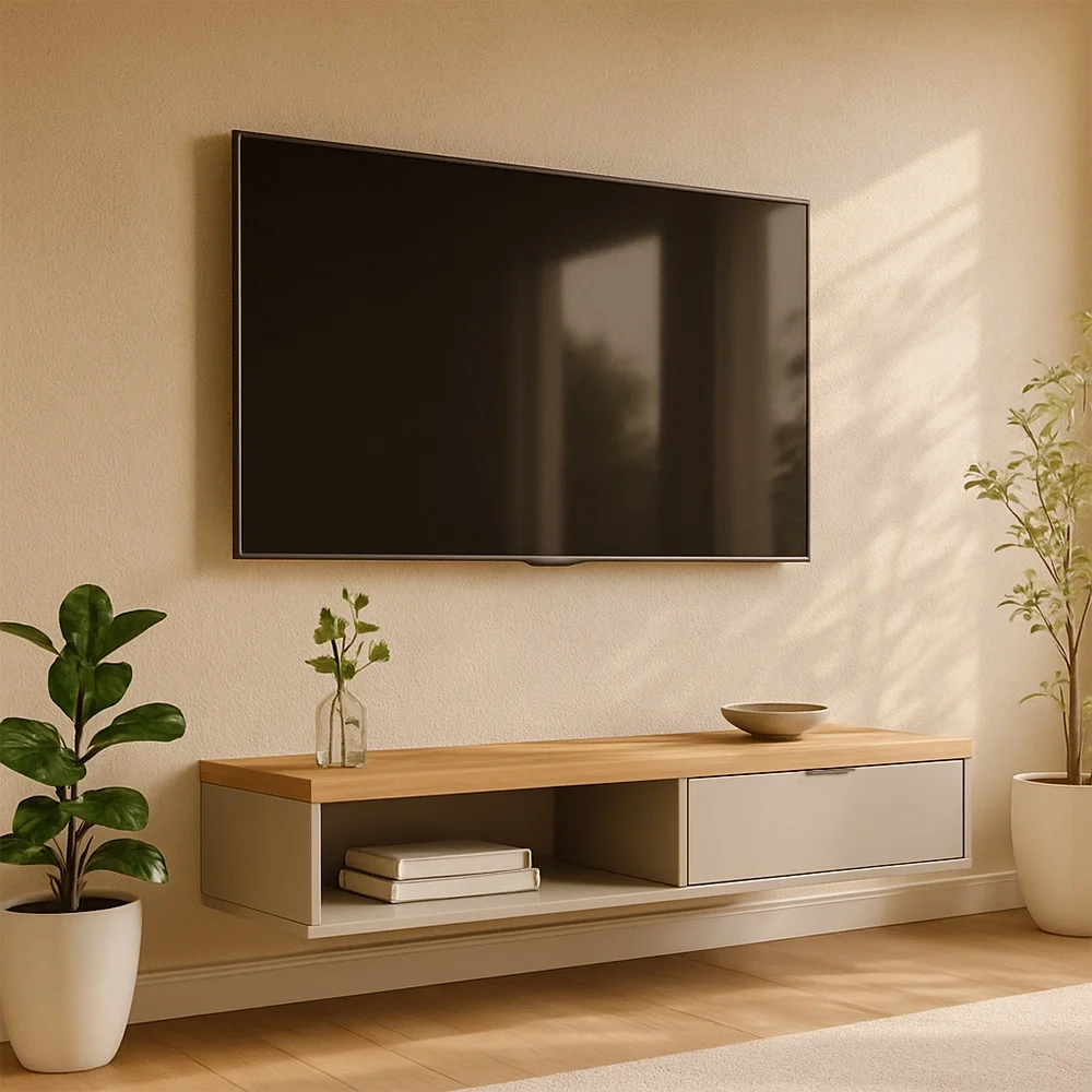 Bancada Suspensa Rack para Sala 136cm Prime L06 Nature/Off White - Mpozenato