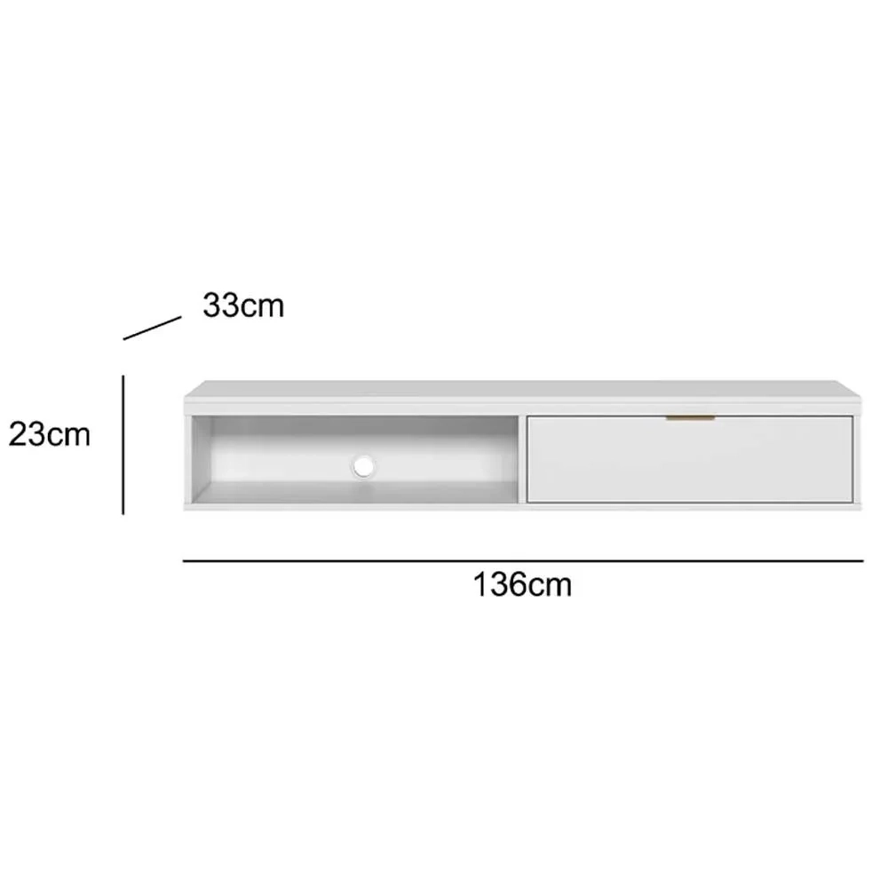 Bancada Suspensa Rack para Sala 136cm Prime L06 Nature/Off White - Mpozenato