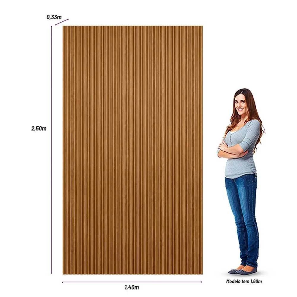 Painel Ripado Decorativo Sala Quarto 141x250cm Prime Plus L06 Nature Fosco - Mpozenato