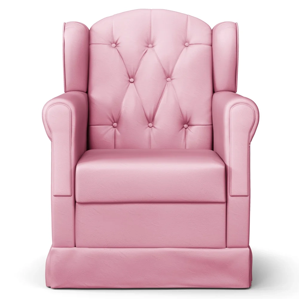 Poltrona de Amamentação Balanço e Puff Lucy Z39 Sintético Rosa - Mpozenato