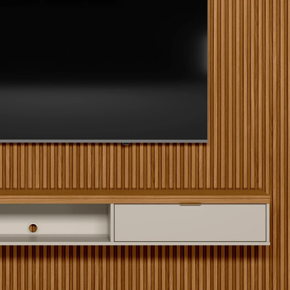 Bancada Suspensa Rack para Sala 218cm Prime L06 Nature/Off White - Mpozenato