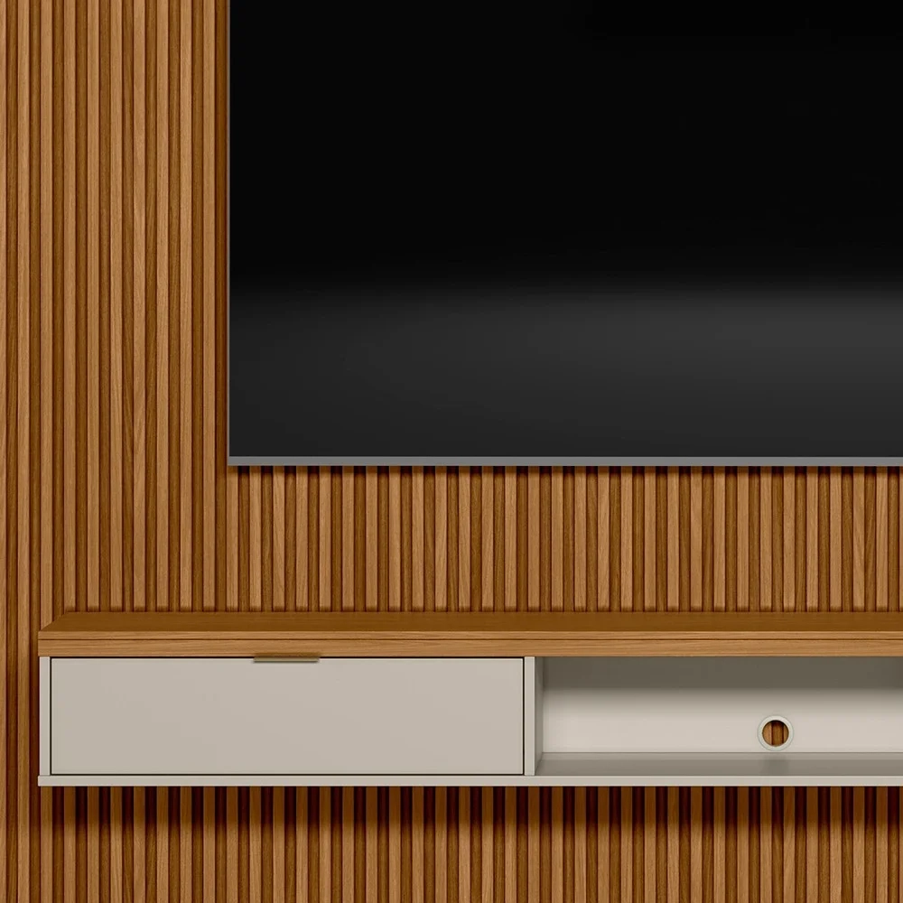 Bancada Suspensa Rack para Sala 218cm Prime L06 Nature/Off White - Mpozenato