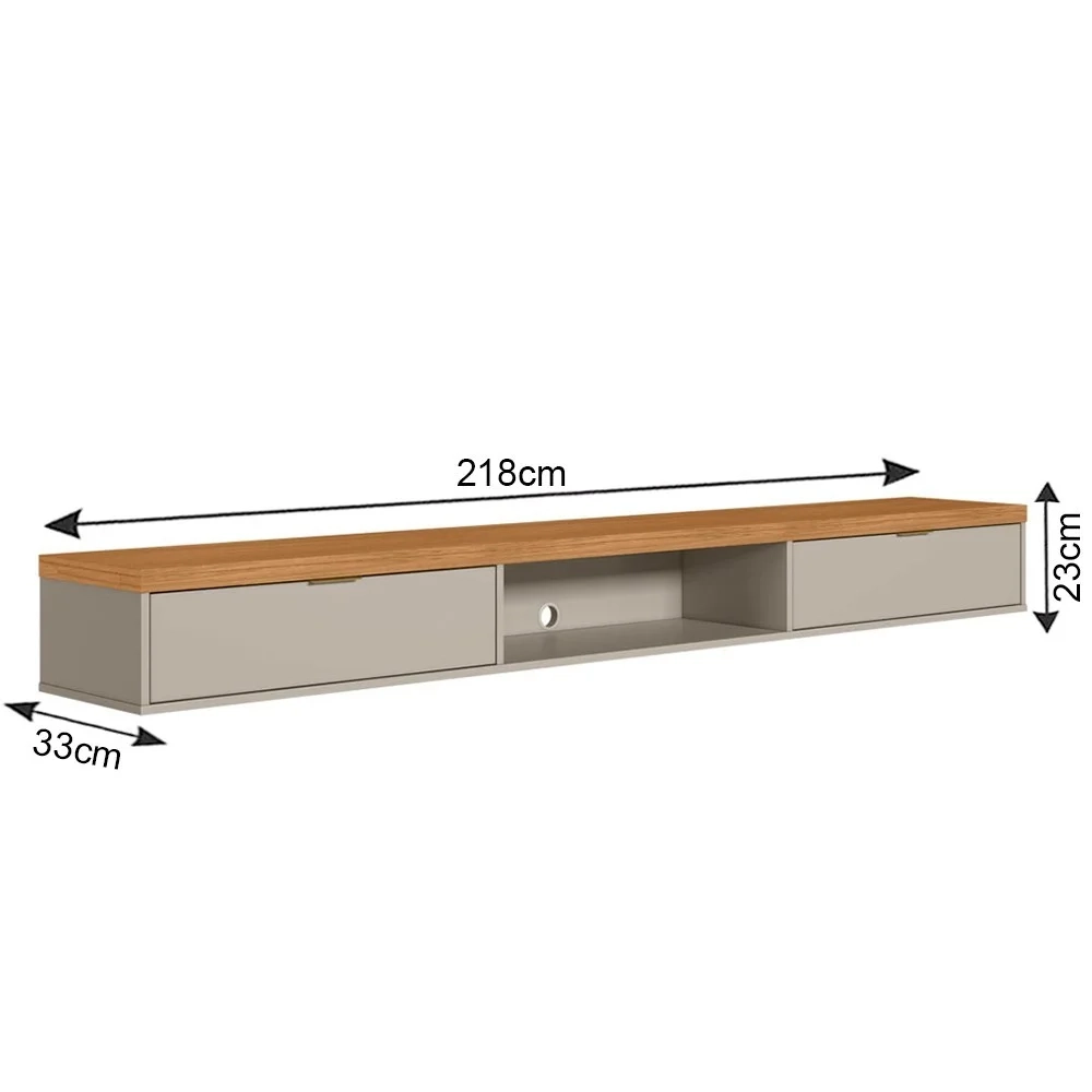 Bancada Suspensa Rack para Sala 218cm Prime L06 Nature/Off White - Mpozenato