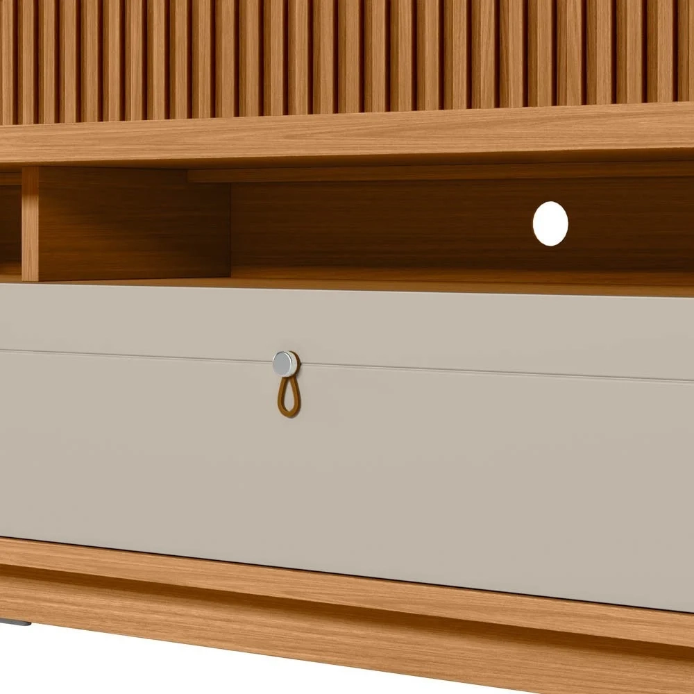 Rack com Painel Ripado para TV 75 Pol. 180cm Golden L06 Nature/Off White - Mpozenato