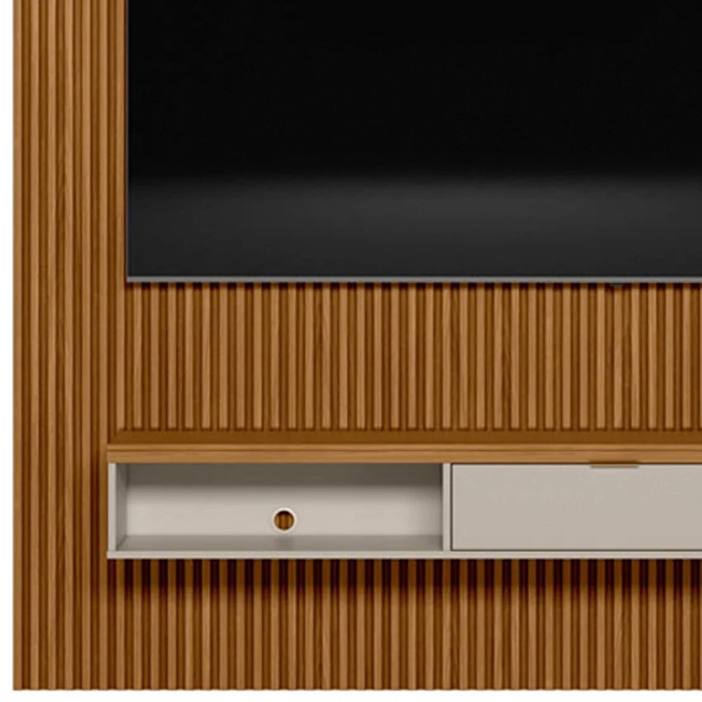 Painel Ripado para TV 75 Pol. com Bancada 180cm Prime Plus L06 Nature/Off White - Mpozenato