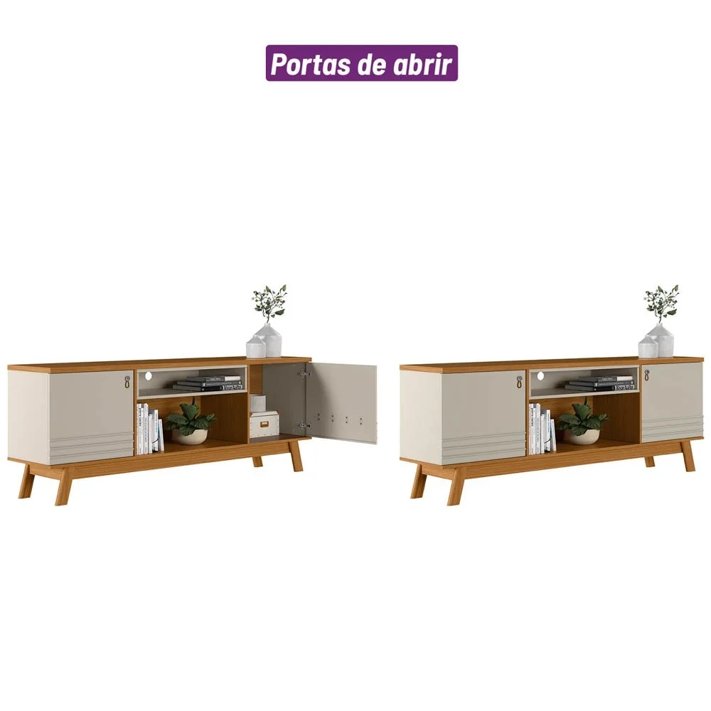 Rack para Sala TV até 75 Pol. 180cm Color L06 Nature/Off White - Mpozenato