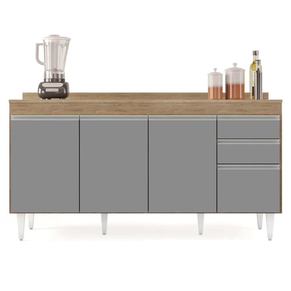 Balcão Gabinete para Pia com Tampo 160cm Arkansas Castanho/Cinza - Lumil