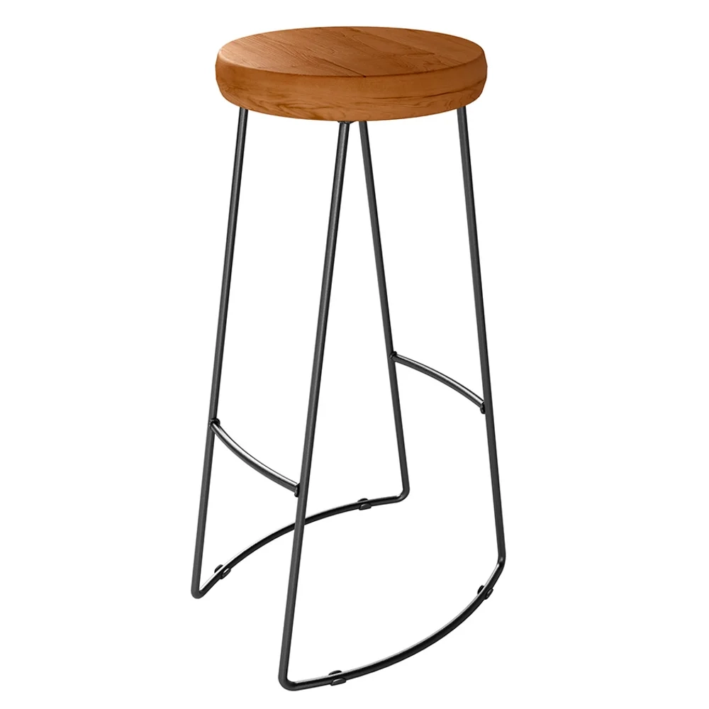 Kit 2 Banquetas Altas para Cozinha Estilo Industrial Aura D09 Peroba - Mpozenato