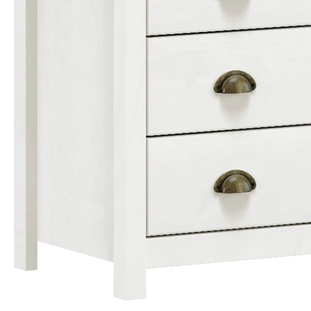 Mesa de Cabeceira 3 Gavetas 46cm Estilo Americano Lázio F07 Branco/Carvalho - Mpozenato