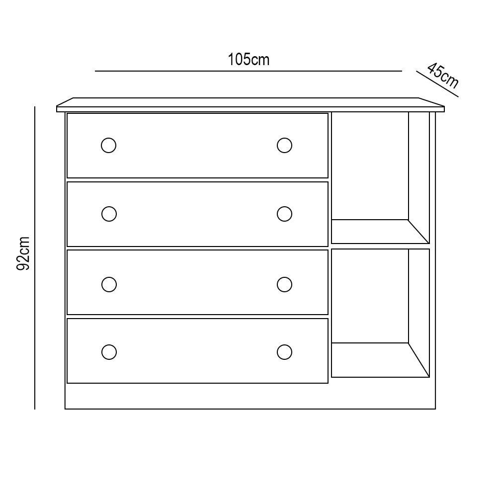Cômoda Infantil 1 Porta 4 Gavetas Ellie Z39 Branco - Mpozenato
