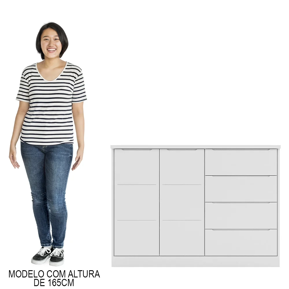 Cômoda Infantil 2 Portas 4 Gavetas Lua Z39 Branco - Mpozenato