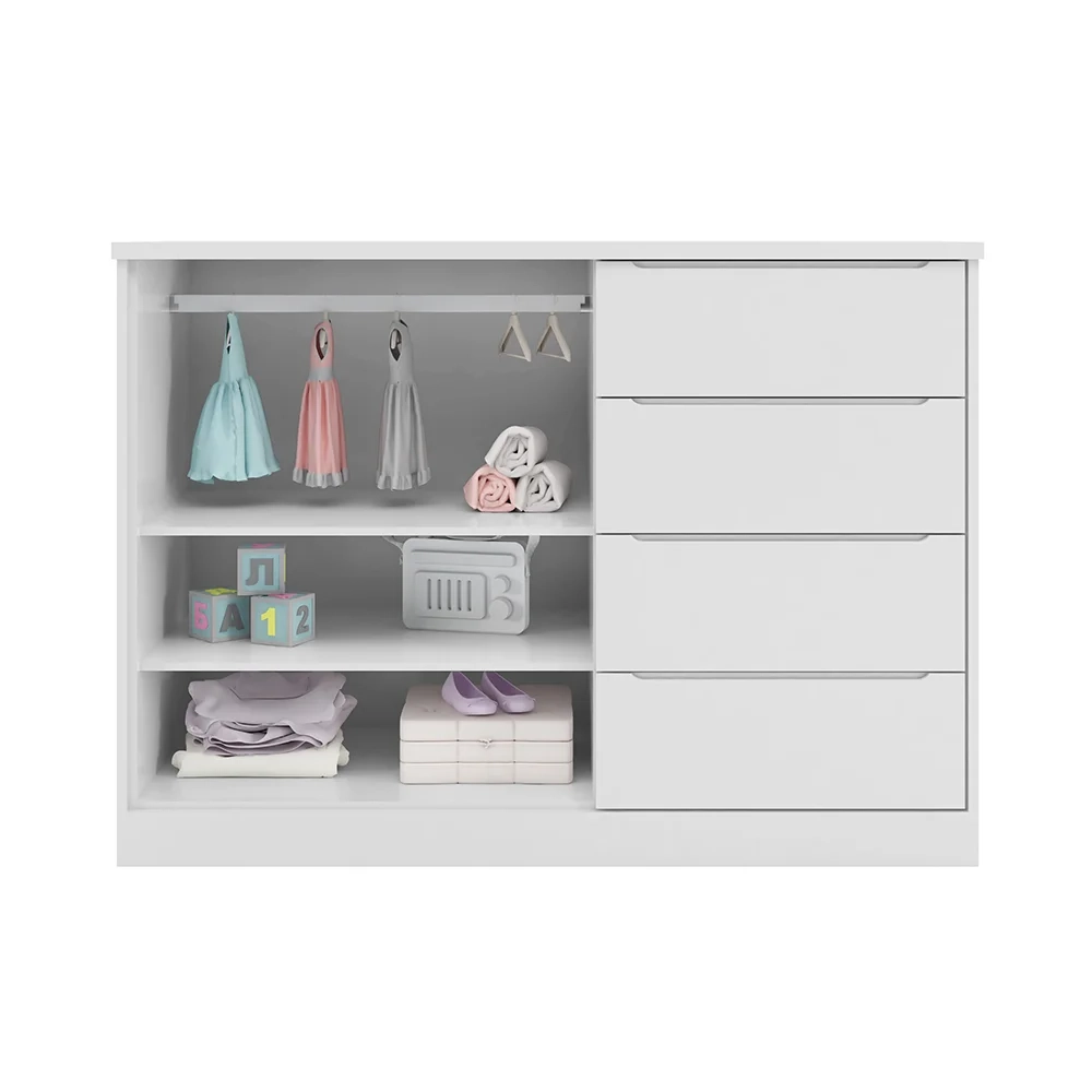 Cômoda Infantil 2 Portas 4 Gavetas Lua Z39 Branco - Mpozenato