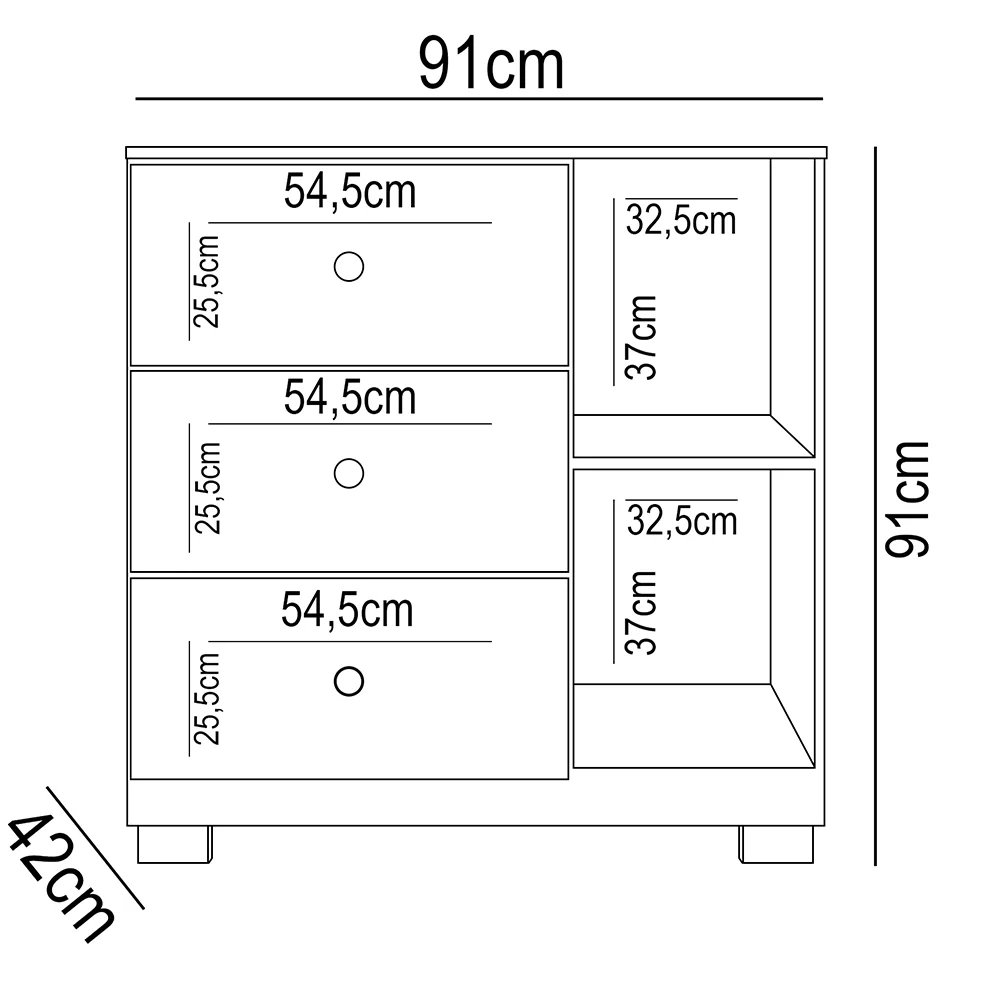 Cômoda Infantil 1 Porta 3 Gavetas Amora Z39 Branco - Mpozenato