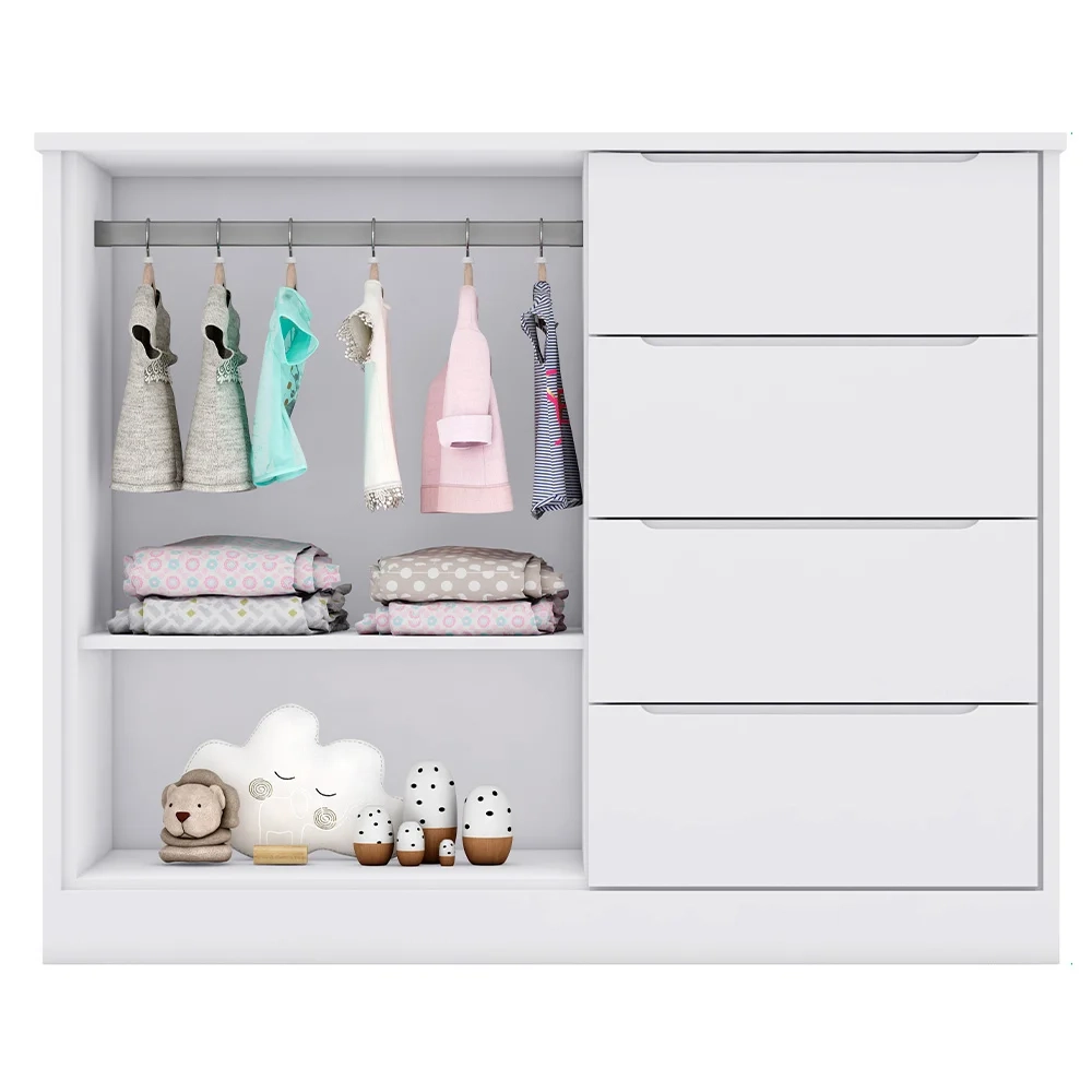 Cômoda Infantil 2 Portas 4 Gavetas Lilly Z39 Branco - Mpozenato