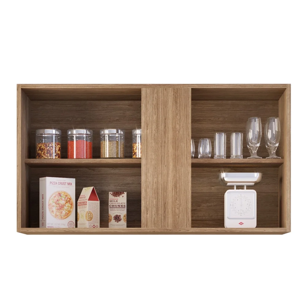 Armário Aéreo Indiana e Balcão Gabinete 100cm com Pia Inox Luziania Castanho/Preto - Lumil