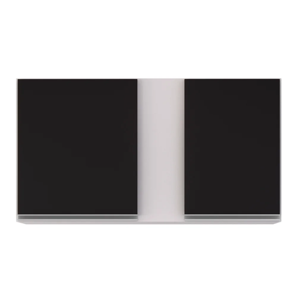 Armário Aéreo Indiana e Balcão Gabinete 100cm com Pia Inox Luziania Branco/Preto - Lumil