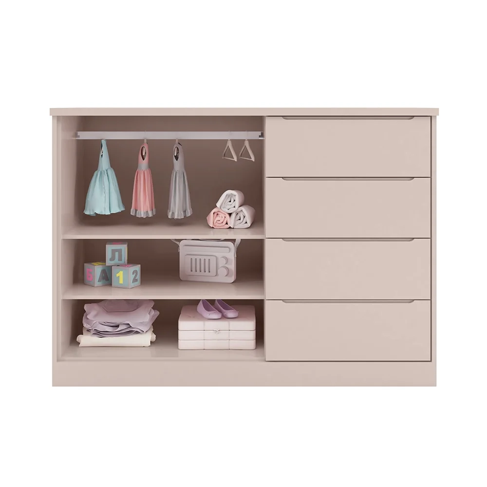 Jogo de Quarto Infantil Guarda Roupa e Cômoda Lua Z39 Rose - Mpozenato