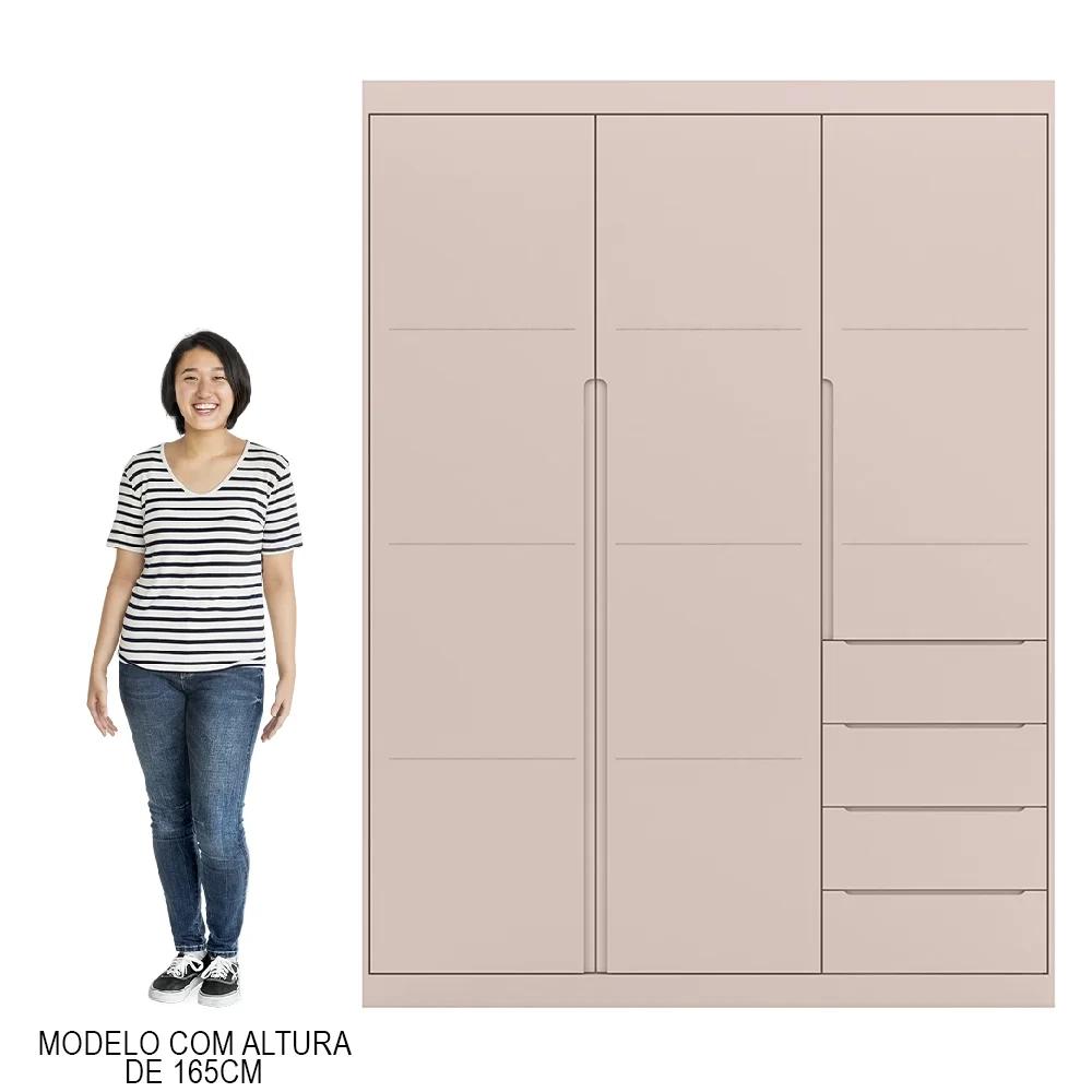 Jogo de Quarto Infantil Guarda Roupa e Cômoda Lua Z39 Rose - Mpozenato