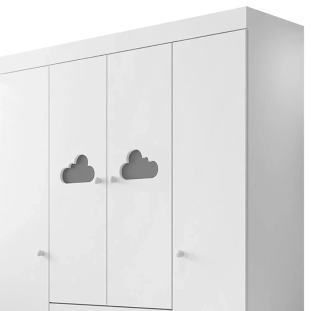 Jogo de Quarto Infantil Guarda Roupa e Cômoda Amora Z39 Branco - Mpozenato