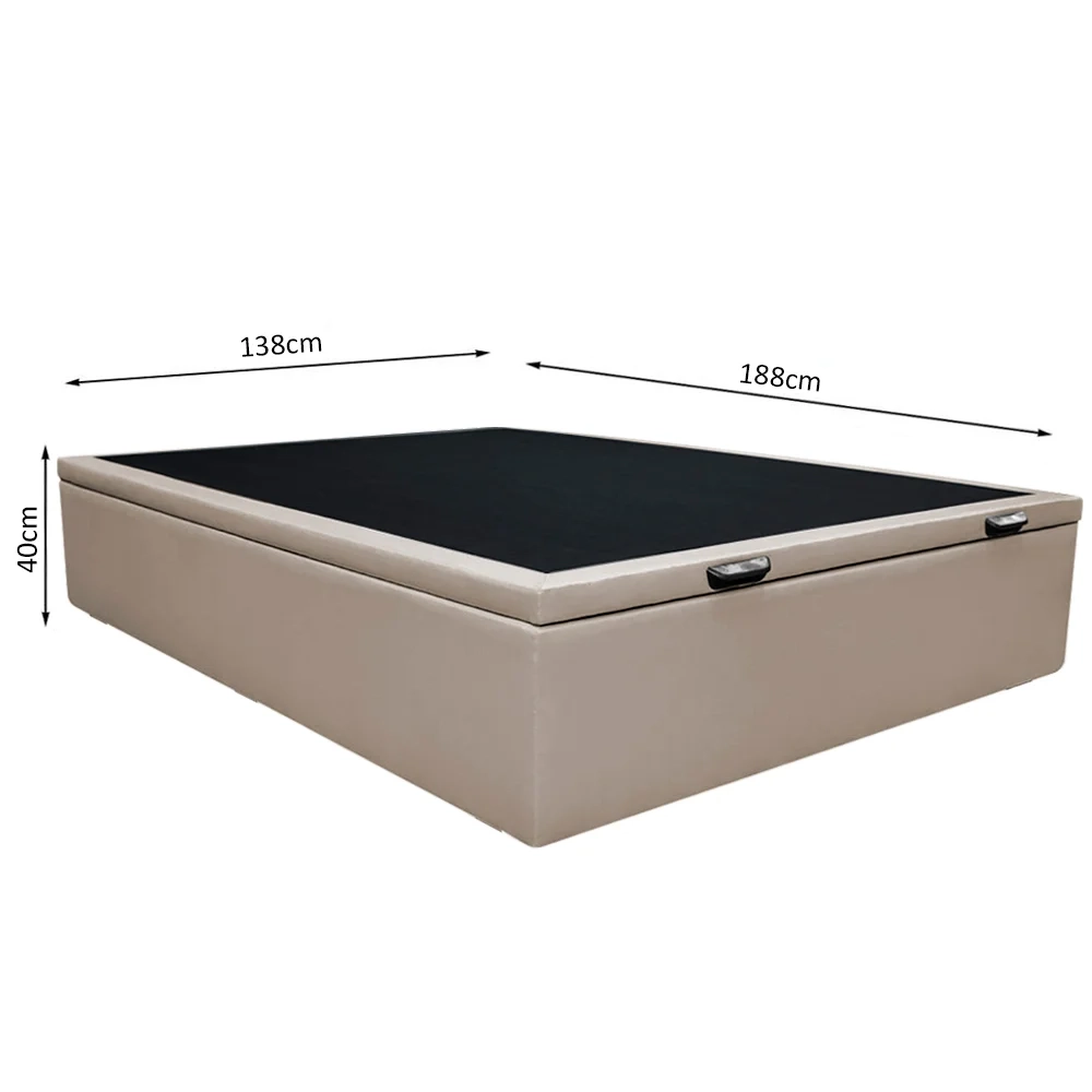 Base Box Baú para Cama Casal 138x188cm Liz S05 Sintético Bege - Mpozenato