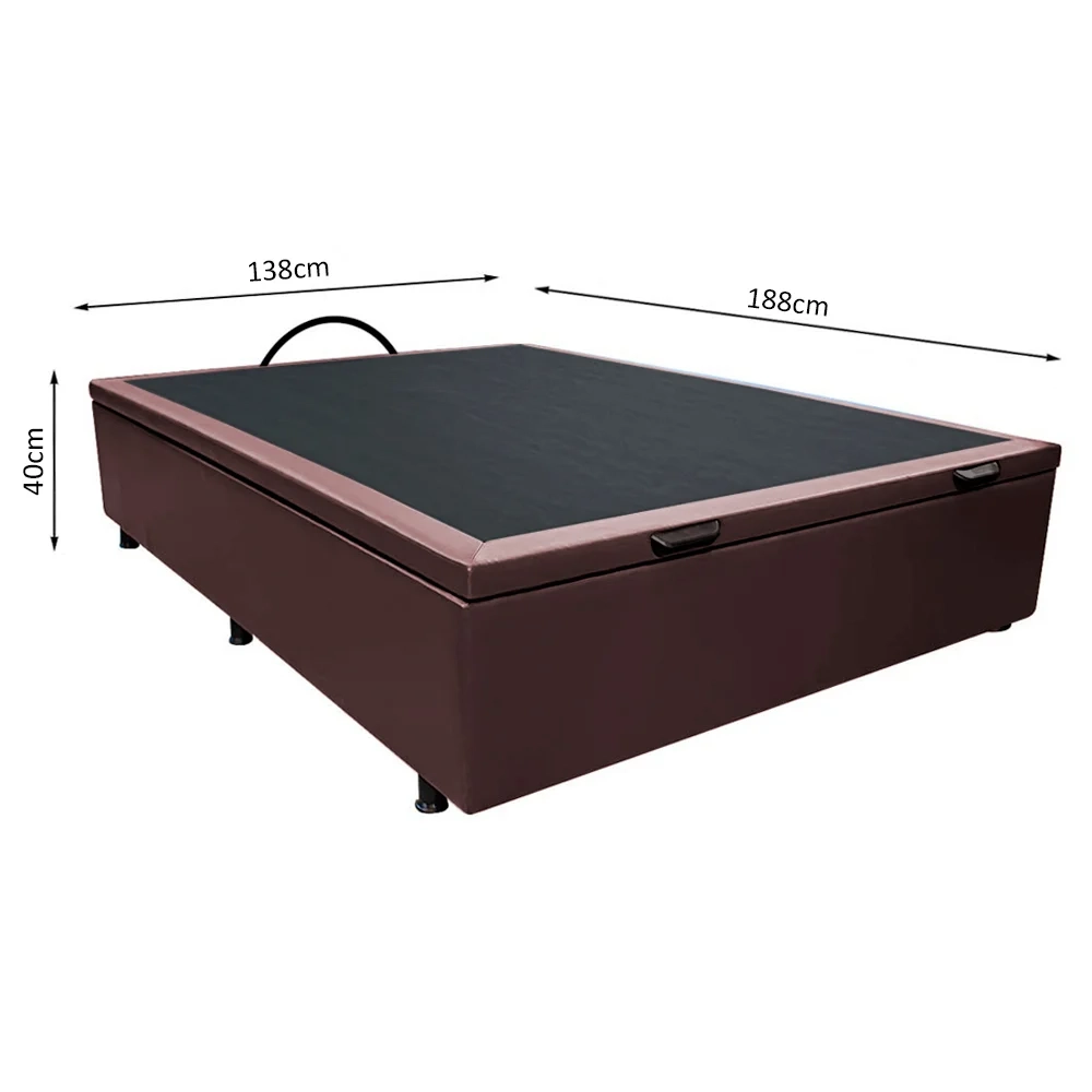 Base Box Baú para Cama Casal 138x188cm Liz S05 Sintético Marrom - Mpozenato