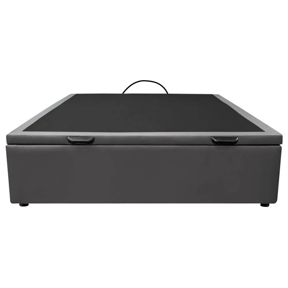 Base Box Baú para Cama Casal 138x188cm Liz S05 Sintético Cinza - Mpozenato