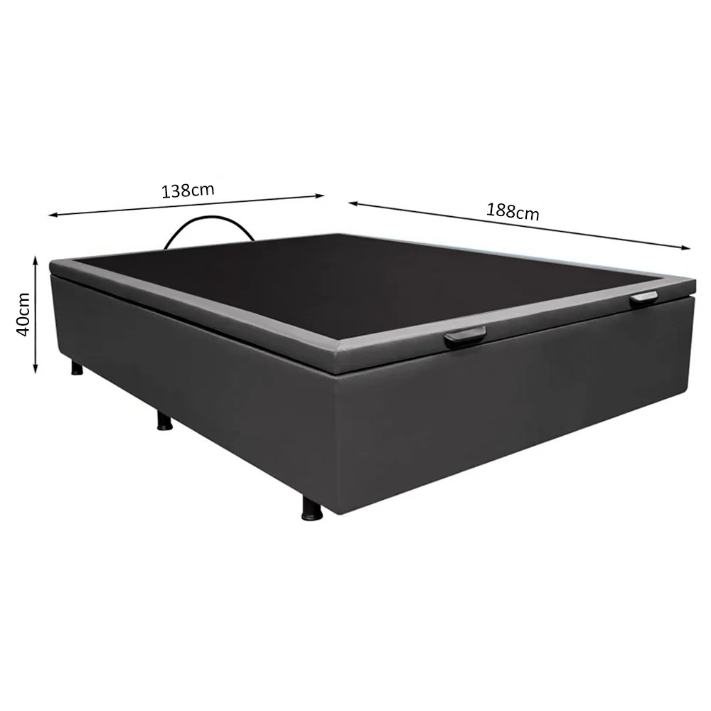 Base Box Baú para Cama Casal 138x188cm Liz S05 Sintético Cinza - Mpozenato