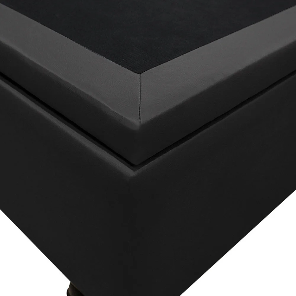 Base Box Baú para Cama Casal King 192x203cm Bipartido Liz S05 Sintético Preto - Mpozenato
