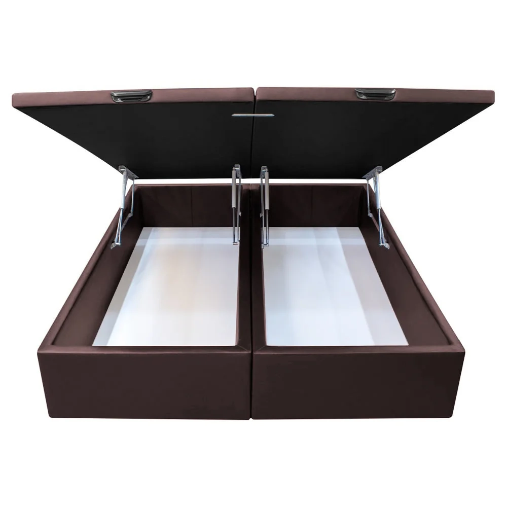 Base Box Baú para Cama Casal Queen 158x198cm Bipartido Liz S05 Sintético Marrom - Mpozenato