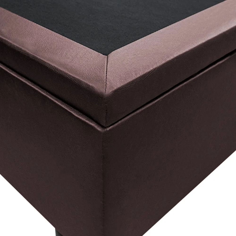 Base Box Baú para Cama Casal Queen 158x198cm Bipartido Liz S05 Sintético Marrom - Mpozenato