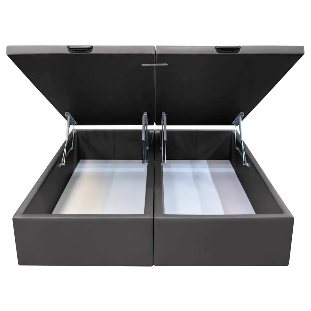 Base Box Baú para Cama Casal Queen 158x198cm Bipartido Liz S05 Sintético Cinza - Mpozenato