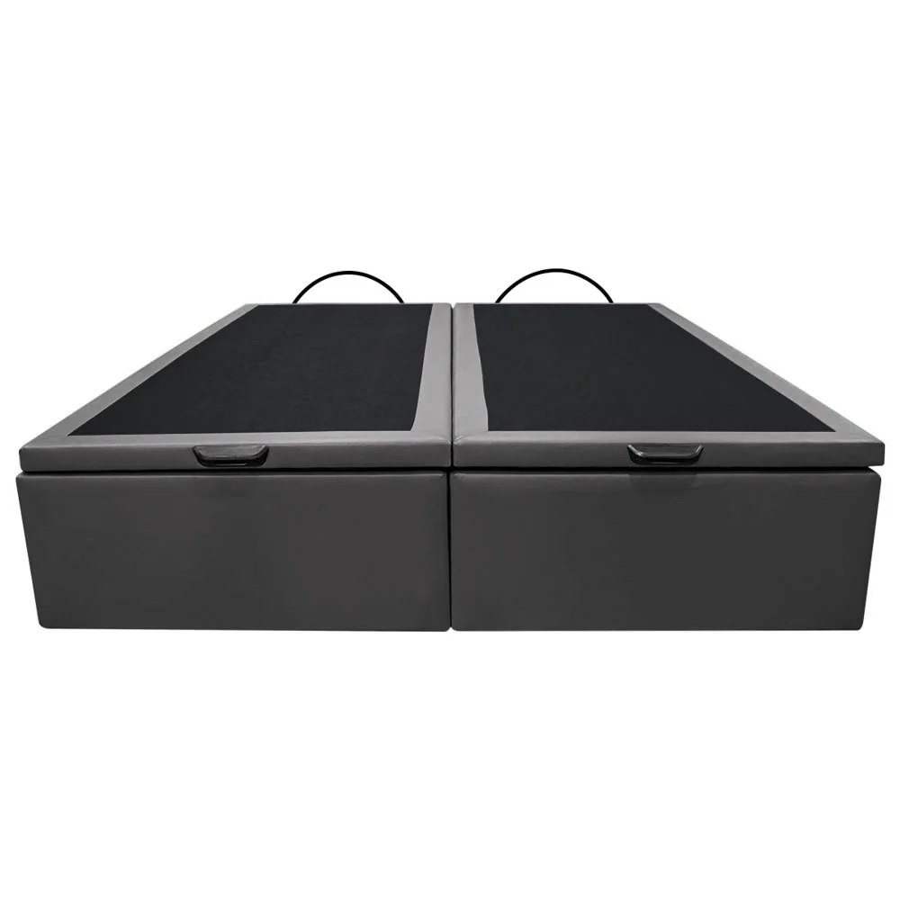 Base Box Baú para Cama Casal Queen 158x198cm Bipartido Liz S05 Sintético Cinza - Mpozenato