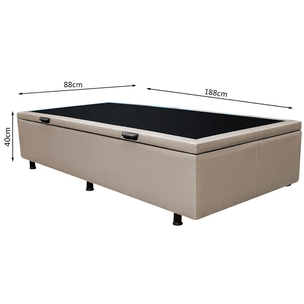 Base Box Baú para Cama Solteiro 88x188cm Liz S05 Sintético Bege - Mpozenato
