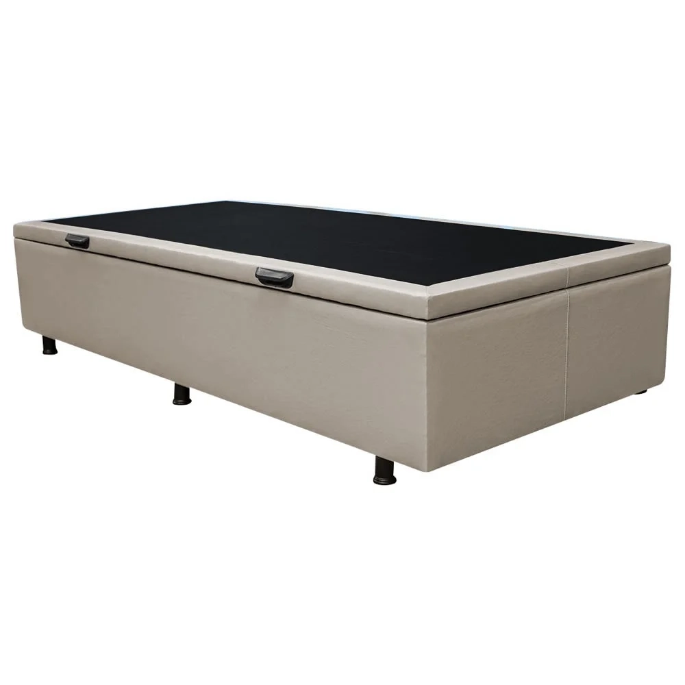 Base Box Baú para Cama Solteiro 88x188cm Liz S05 Sintético Bege - Mpozenato