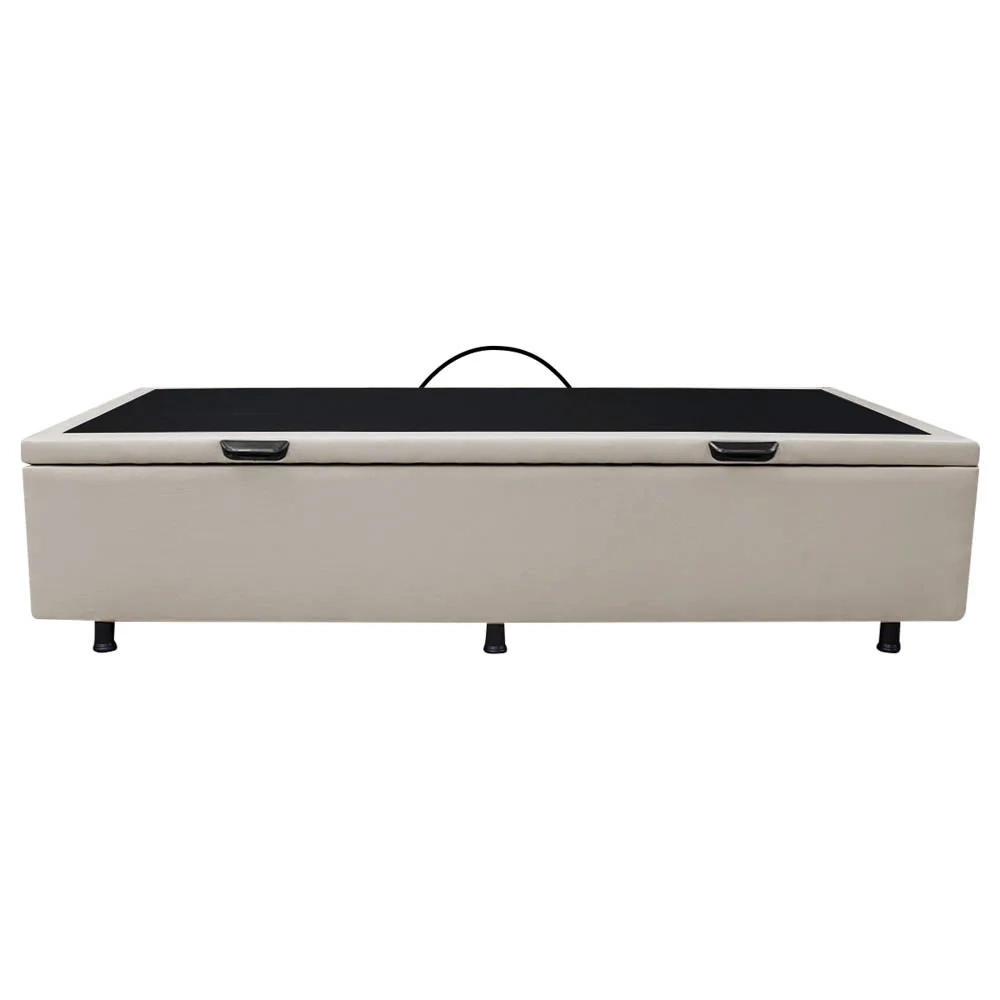 Base Box Baú para Cama Solteiro 88x188cm Liz S05 Sintético Bege - Mpozenato
