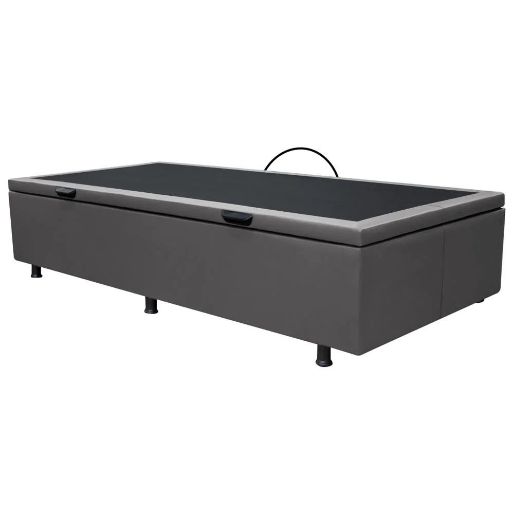 Base Box Baú para Cama Solteiro 88x188cm Liz S05 Sintético Cinza - Mpozenato