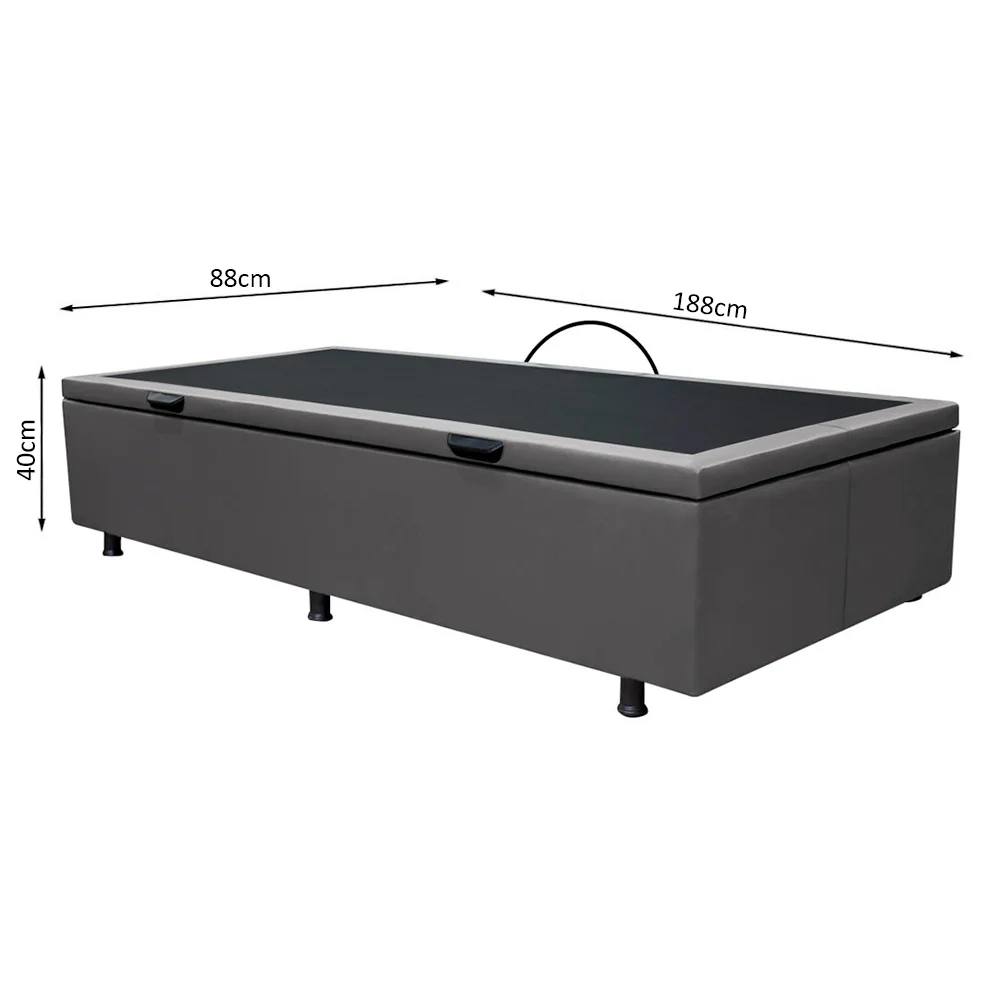 Base Box Baú para Cama Solteiro 88x188cm Liz S05 Sintético Cinza - Mpozenato