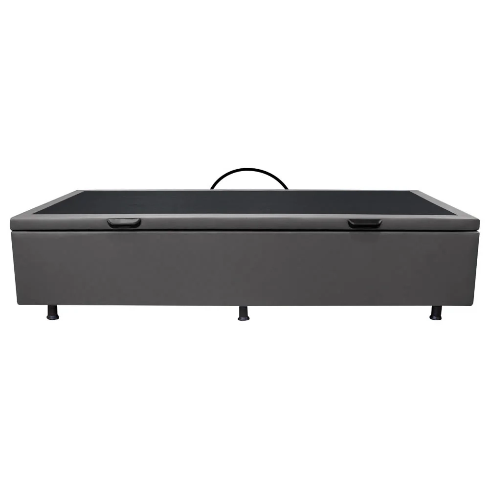 Base Box Baú para Cama Solteiro 88x188cm Liz S05 Sintético Cinza - Mpozenato