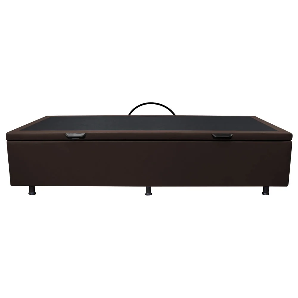 Base Box Baú para Cama Solteiro 88x188cm Liz S05 Sintético Marrom - Mpozenato