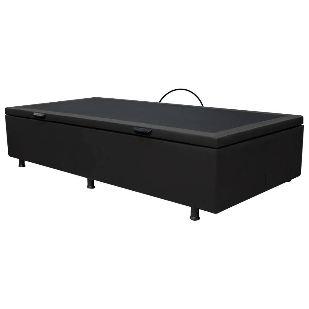 Base Box Baú para Cama Solteiro 88x188cm Liz S05 Sintético Preto - Mpozenato