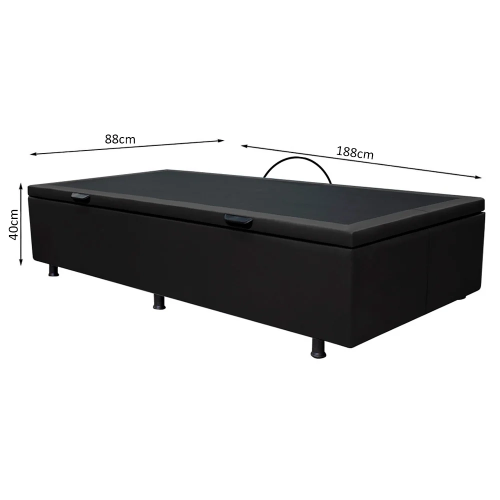 Base Box Baú para Cama Solteiro 88x188cm Liz S05 Sintético Preto - Mpozenato